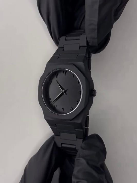 SABR Aura "Blackout" Edition – Sleek Arabic Numeral Analog Watch
