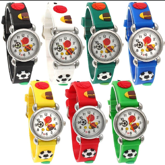 Kids' 3D Football Edition Quartz Watch – Durable Sports-Themed Silicone Timepiece for Boys & Girls