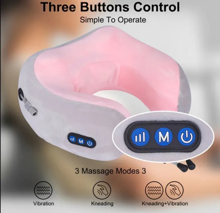 Jinserta Ergonomic USB Electric Neck Massager Pillow – Vibrating Cervical & Shoulder Support Free Delivery