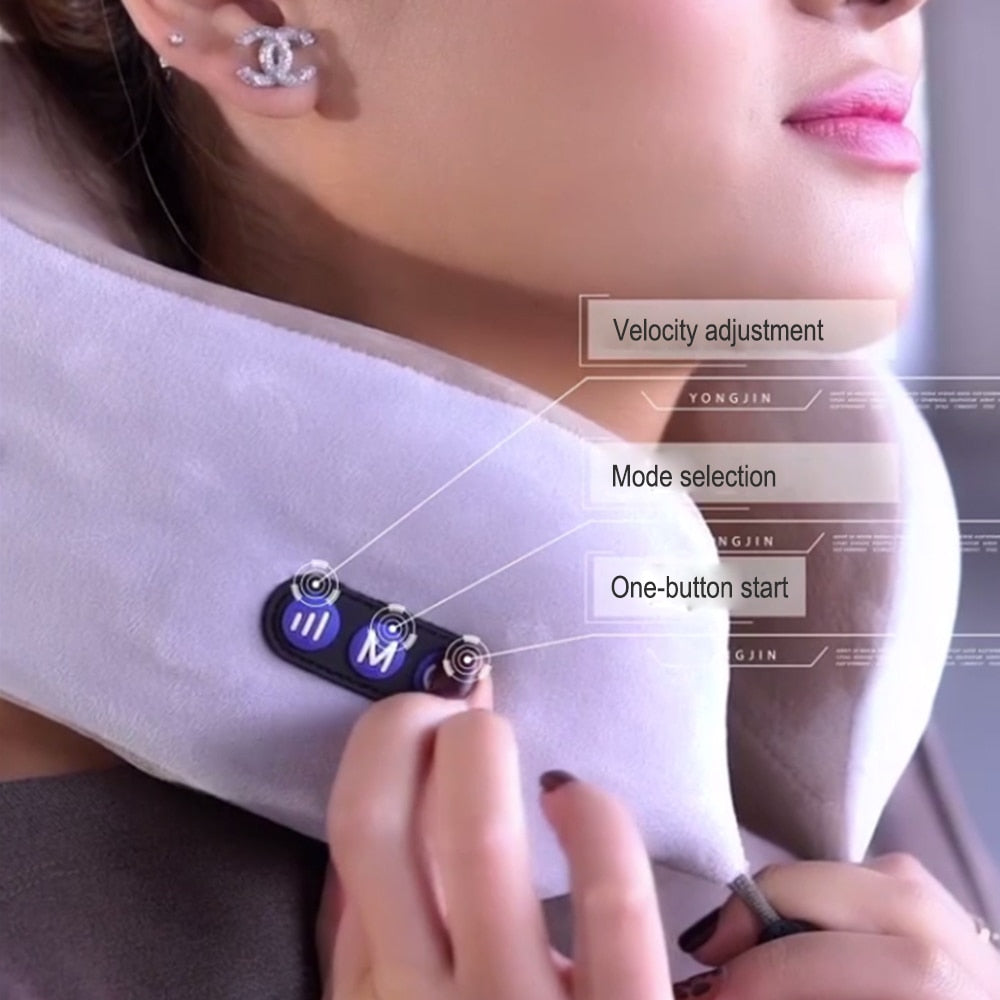 Jinserta Ergonomic USB Electric Neck Massager Pillow – Vibrating Cervical & Shoulder Support Free Delivery