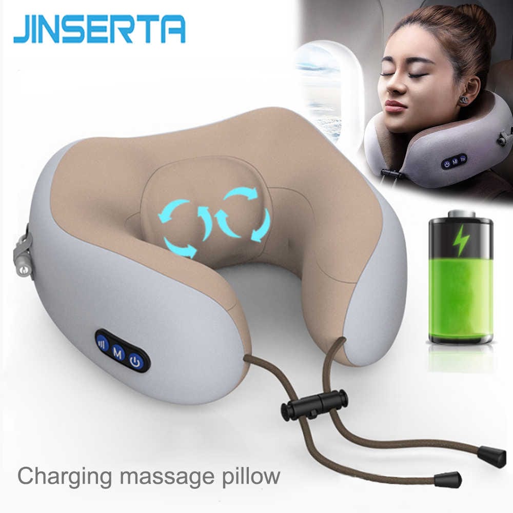 Jinserta Ergonomic USB Electric Neck Massager Pillow – Vibrating Cervical & Shoulder Support Free Delivery