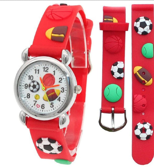 Kids' 3D Football Edition Quartz Watch – Durable Sports-Themed Silicone Timepiece for Boys & Girls